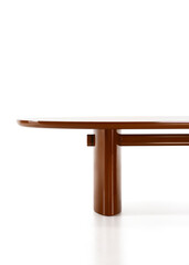 Modern minimalist coffee table with brown lacquered legs on white background – Isolated on White Background | High Resolution