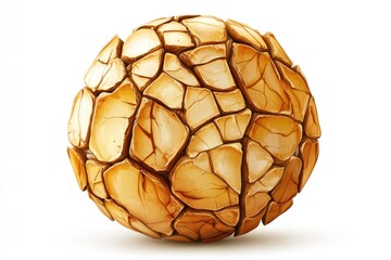 A sphere textured with cracked, dried earth.  Its surface is composed of many polygonal pieces, creating a visual effect of desiccated land