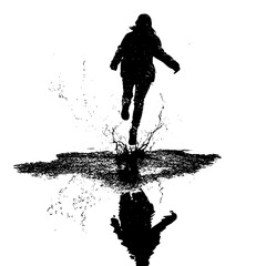 Fototapeta premium Man in Water, Dark Silhouette,water