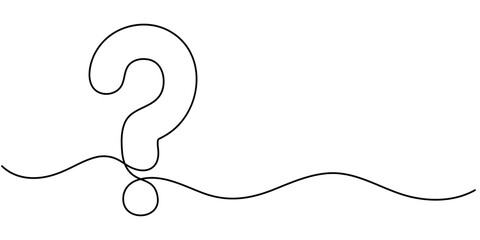 One continuous drawing of a question mark, Question mark continuous one line drawing. Asking sign in simple linear style. Quest, quiz concept. Vector illustration. 