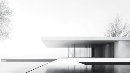 Modern house, pool, minimalist design, serene landscape, architecture