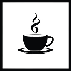 Minimalist Vector Coffee Cup Silhouette with Elegant Steam Details for Beverage and Café-Themed Designs