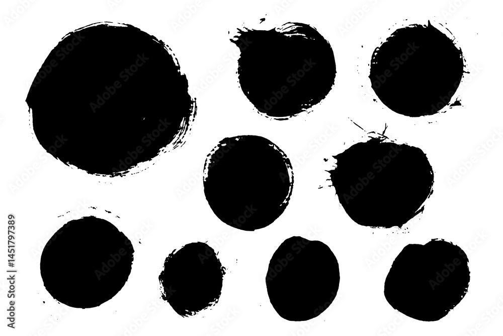 Aufkleber vector round brush strokes. paint texture backgrounds. grunge text boxes. round banners for authenti