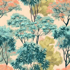 Seamless tropical botany celebration thailand flat botanical illustration vibrant environment aesthetic viewpoint nature concept