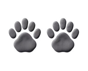 Naklejka premium Two gray paw prints isolated on a showing animal footprints and pet paws design transparent background png