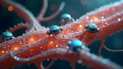 Nanobot Repair System Visualized Inside a Human Body