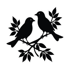 Nature Birds on Branches Silhouette