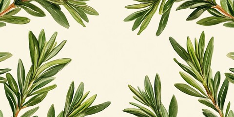 Obraz premium Green Leaves Frame Border Background