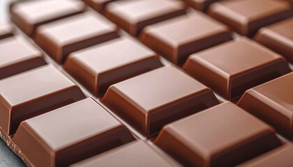 Fototapeta premium Chocolate Bar Delight: A close-up shot showcasing a delectable, textured chocolate bar, evoking feelings of indulgence and pleasure through its rich, dark tones.