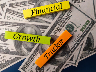 Sticky note with the word Financial Growth Tracker on a banknotes
