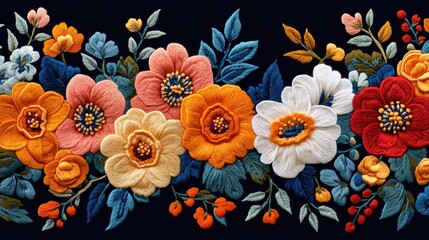 Obraz premium Detailed embroidered floral border