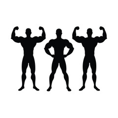 Fototapeta premium Group of Bodybuilders in Different Poses Minimalist Design