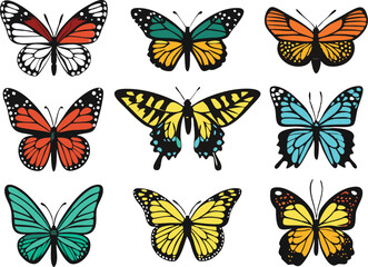 Colorful butterflies set. Vector 