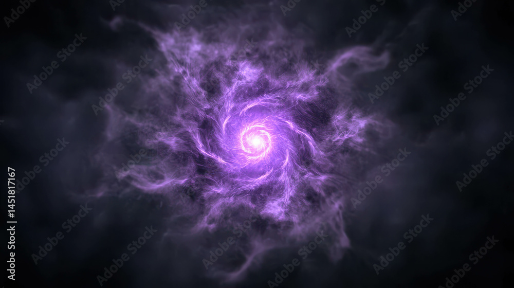 Wall mural stunning purple spiral galaxy with ethereal clouds and nebulae in deep space setting