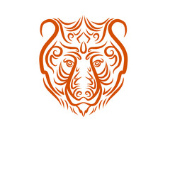 Fototapeta premium Ornate bear depiction featuring sophisticated line work on dark backdrop