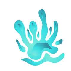 Stylized turquoise water splash graphic illustration on solid black background