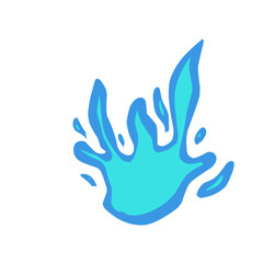 Stylized cyan flame illustration on stark black background, evocative design