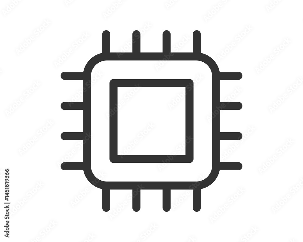 Poster Clean vector icon of a microchip, representing technology, data processing, and innovation. Ideal for websites, presentations, and app design related to computers.