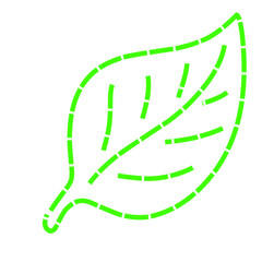 Minimalist luminous green leaf design against stark black background for ecological themes