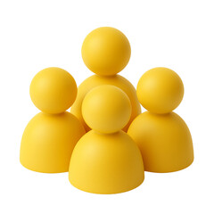 Minimalist yellow people figures icon for team, community, or group concept. Perfect for web, apps, or infographics with 3D design