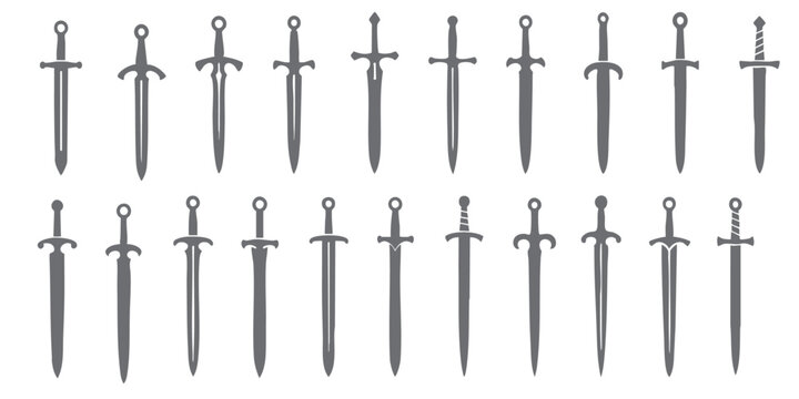 Swords Vector Collection &ndash; Medieval Sword and Dagger Silhouettes with Crossguards