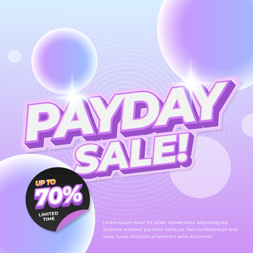 Payday Shopping Sale discount deals with soft Purple pastel gradient 3d bubbles circle Minimalist style Promotion Marketing banner template