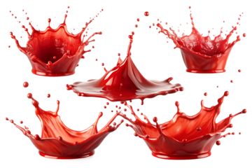 Set of red splashes isolated on white background PNG