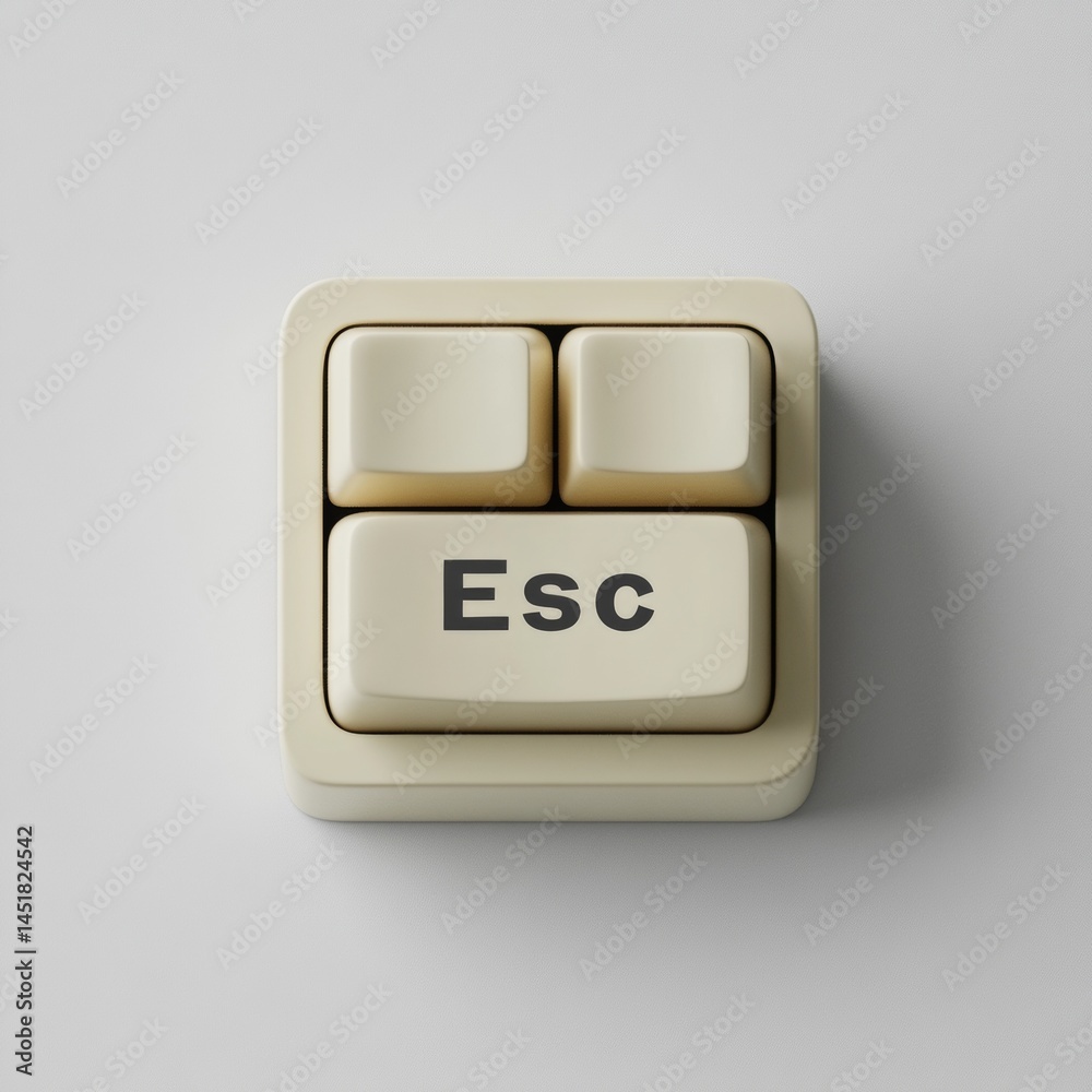 Poster isolated computer escape key on neutral tone, conveying minimalism and technology concept