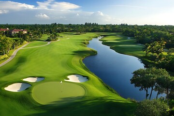 Luxurious golf course landscape scenic view