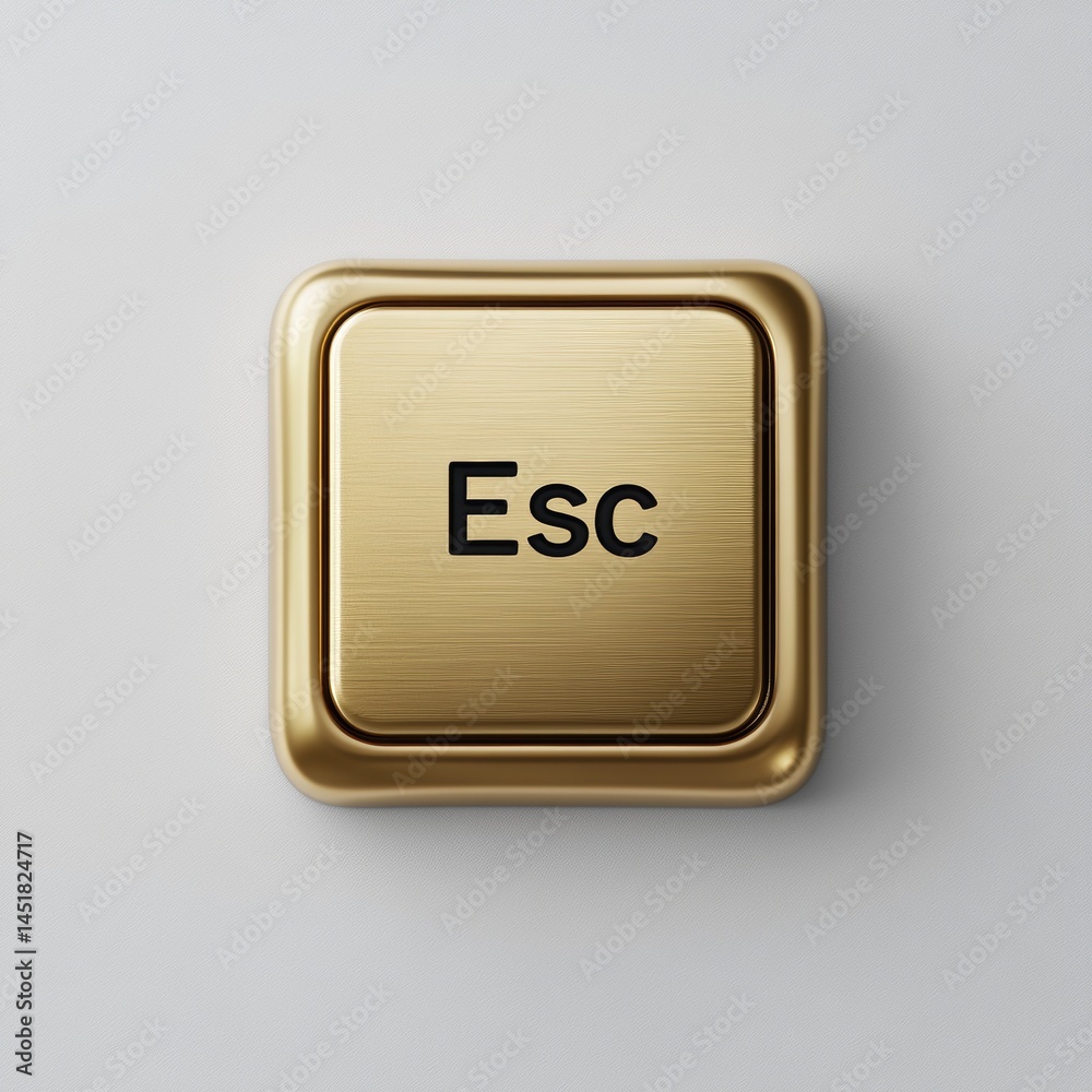 Poster Gleaming escape key, a square of gilded functionality against a calming backdrop