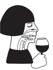 Sommelier Poster. Drinking Wine. Line art	
