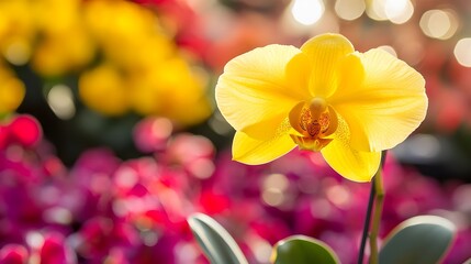 Vibrant Yellow Orchid Flower Blossom Closeup Macro Shot
