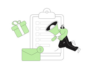Invite friends to conduct questionnaire flat vector concept operation hand drawn illustration
