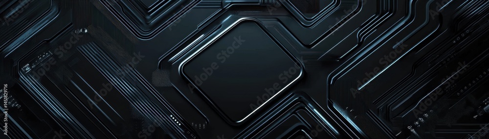 Poster Abstract Dark Circuit Board Background with Intricate Traces Technology Engineering and Modern Digital System Design with Geometric Pattern for Futuristic Tech Integration