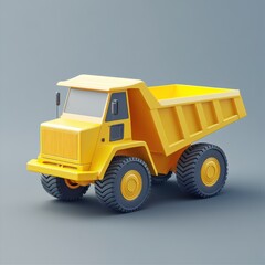 Yellow dump truck model, 3D rendering