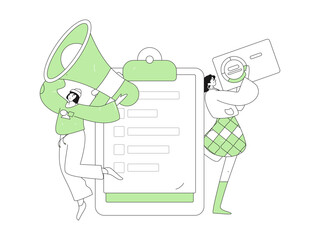 Invite friends to conduct questionnaire flat vector concept operation hand drawn illustration
