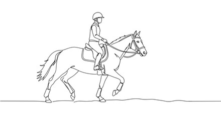 Fototapeta premium Rider on Horseback in Motion Against Minimalist Background 