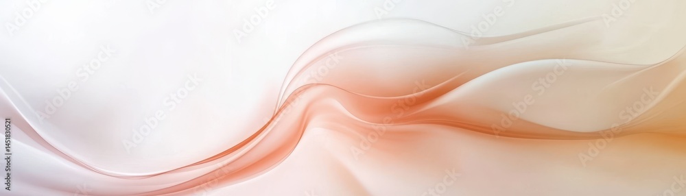 Poster Abstract Flowing Waves in Light Peach Tones with Subtle Shading on a Seamless White Backdrop for Modern Design Elements