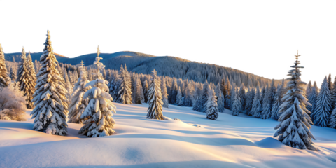 winter snow landscape isolated on white background, PNG,AI GENERATED