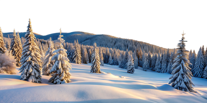 winter snow landscape isolated on white background, PNG,AI GENERATED - Powered by Adobe