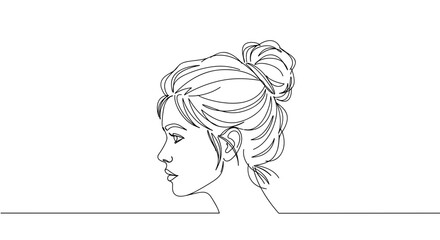 Elegant Woman Profile Line Drawing  