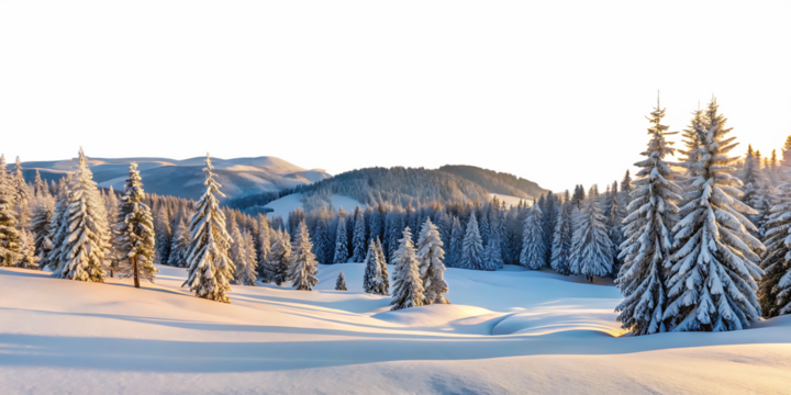 winter snow landscape isolated on white background, PNG,AI GENERATED