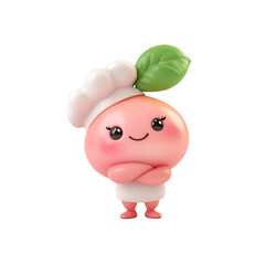 Fototapeta premium Adorable Peach Chef Character - 3D Rendered Illustration