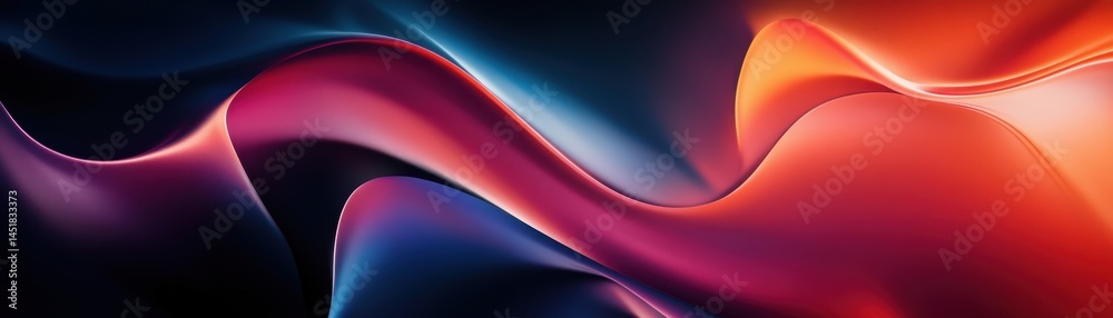 Poster Abstract Gradient Wave Background with Vibrant Colors in Shades of Red Pink Blue and Purple Creates Dynamic and Modern Design with Smooth Texture and Fluid Shapes