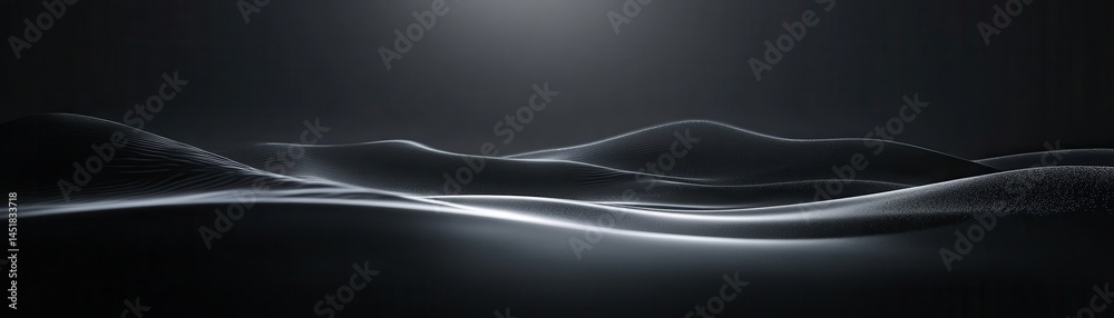 Poster Abstract Gray Wavy Background with Gradient and Shimmering Light Reflections Minimalist Modern Design and Smooth Texture Suitable for Wallpaper and Presentation