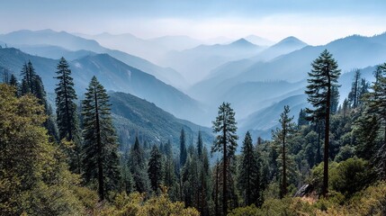 Obraz premium Majestic Scenic Landscape at Sequoia National Park with Giant Trees
