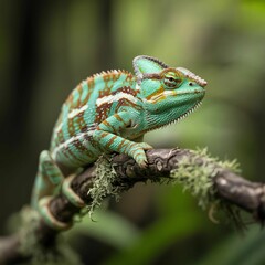 Fototapeta premium green lizard on a branch