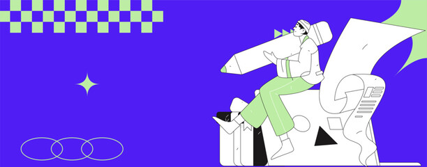 Invite friends to conduct questionnaire flat vector concept operation hand drawn illustration
