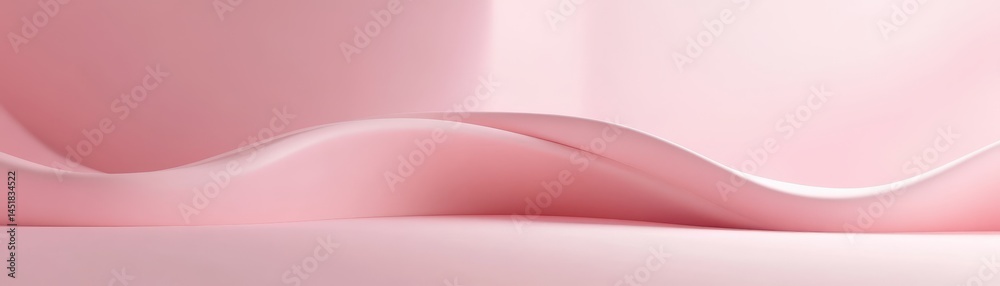 Poster abstract pink background with smooth pastel curves and gradient lighting for modern minimalist desig
