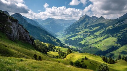 Fototapeta premium Majestic Alpine View of Engelberg Valley in Switzerland's Landscape